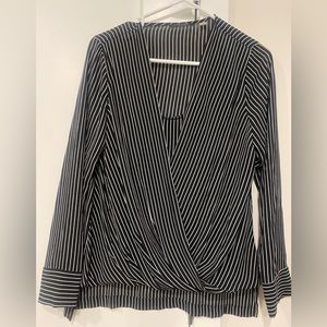 T Tahari Long Sleeve Surplice Wrap Blouse